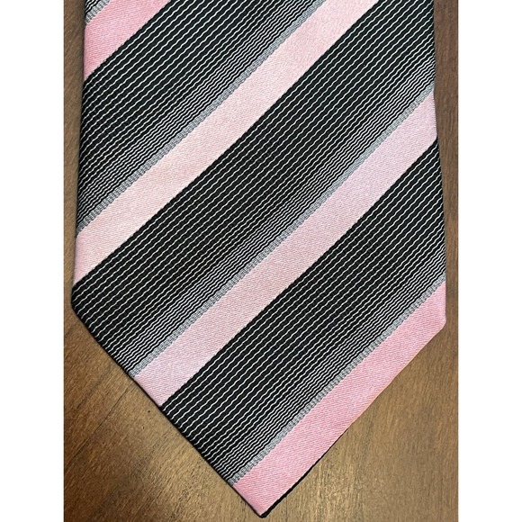 Fratelli Moda Pink Gray Black 100% Silk Men’s Neck Tie Made in Italy - Picture 1 of 9